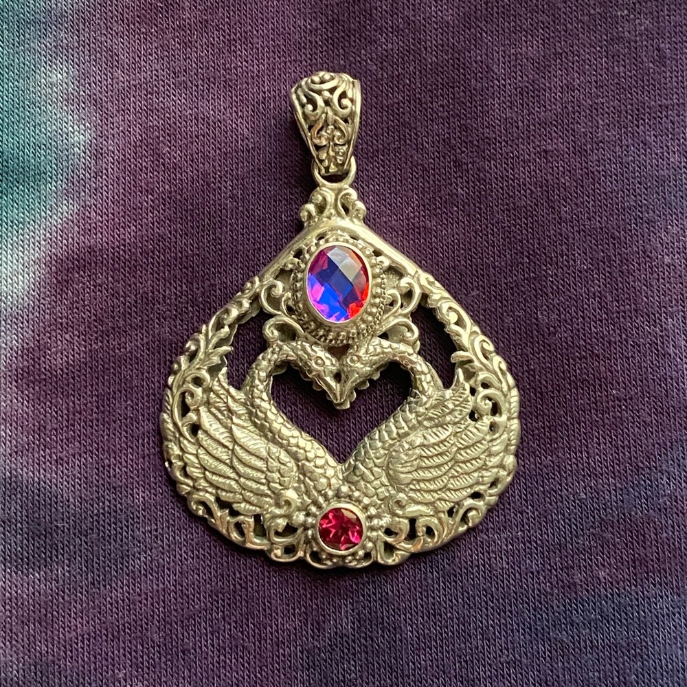 Bali Artisan Silver Swan Pendant Volcanic Quartz